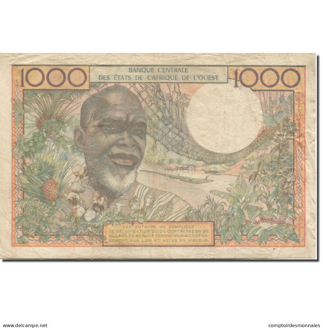 Billet, West African States, 1000 Francs, Undated (1959-65), KM:103Ac, TTB - West African States