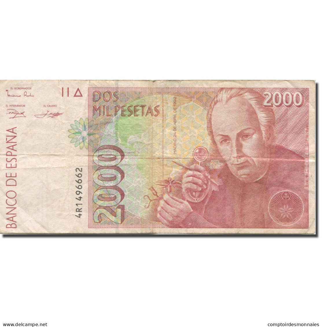 Billet, Espagne, 2000 Pesetas, 1992, 1992-04-24, KM:164, TTB - [ 4] 1975-… : Juan Carlos I