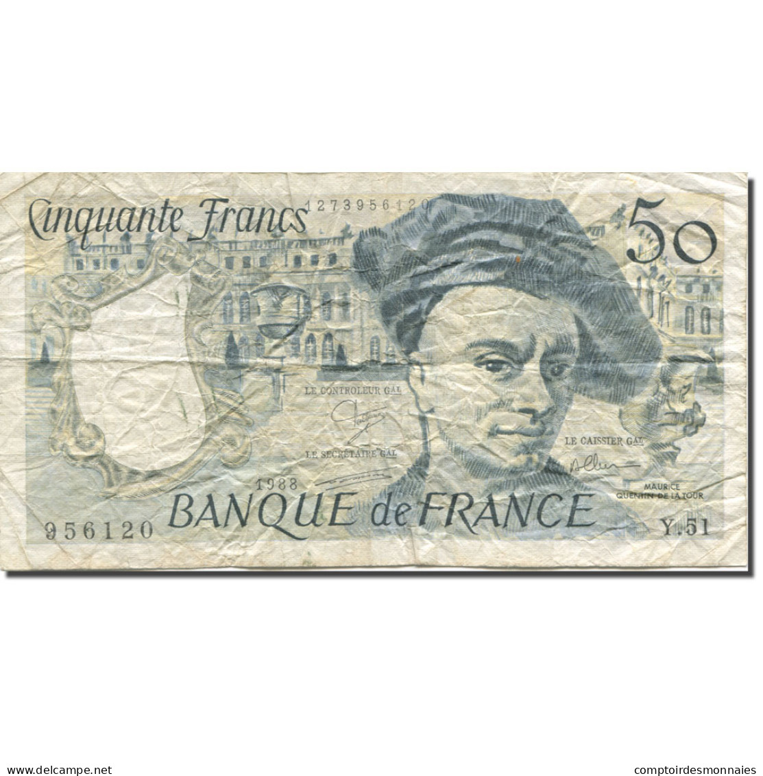 France, 50 Francs, Quentin De La Tour, 1988, TTB, Fayette:67.14, KM:152d - 50 F 1976-1992 ''quentin De La Tour''