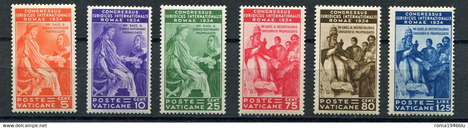 VATICANO 1935 CONGRESSO GIURIDICO SERIE CPL. ** MNH CERT. DIENA - Unused Stamps