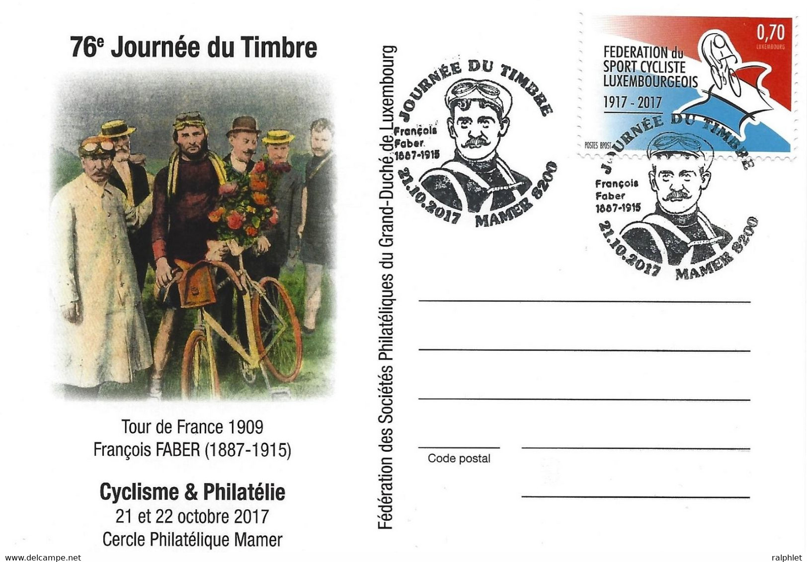 Luxembourg 2017 François Faber Cyclisme Tour De France ¦ Cycling ¦ Radsport - Cartas & Documentos