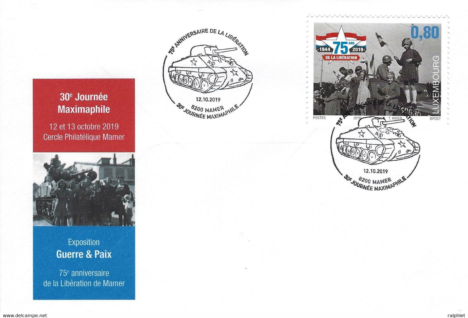 Luxembourg 2019 Mamer Libération 10-09-1944 Seconde Guerre Mondiale ¦ World War II ¦ Befreiung Zweiter Weltkrieg - Covers & Documents