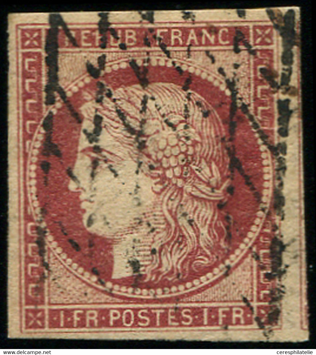 EMISSION DE 1849 - 6     1f. Carmin, Voisin à Droite, Obl. GRILLE SANS FIN, TTB - 1849-1850 Cérès