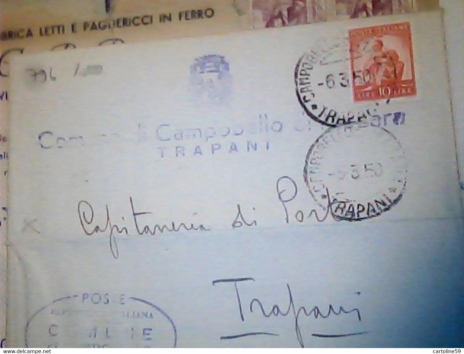 PIEGO COMUNE DI CAMPOBELLO DI MAZARA DEL VALLO  CAPITANERIA DI PORTO  X TRAPANI 1952 HW3277 - Mazara Del Vallo