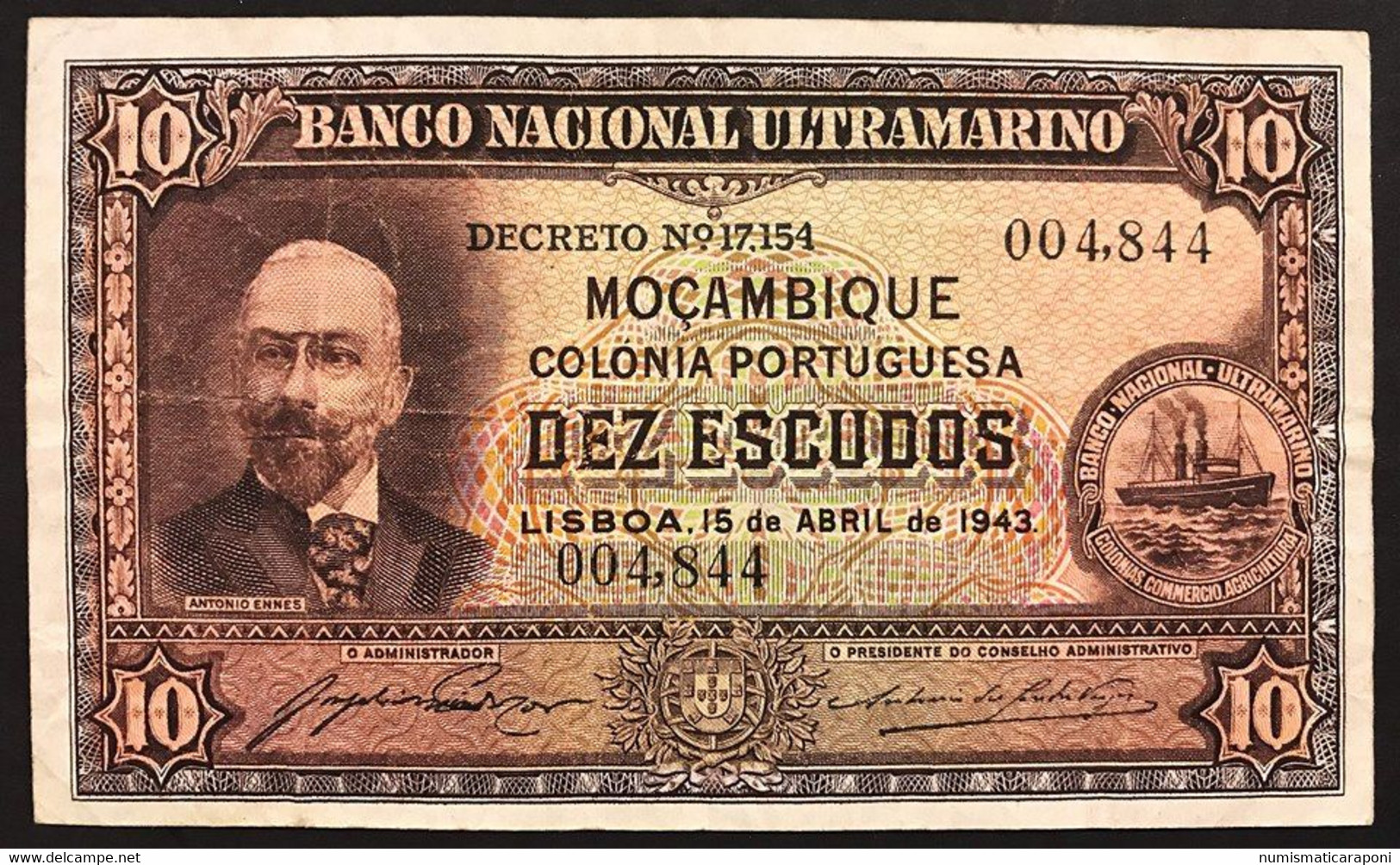 MOZAMBICO MOCAMBIQUE 10 Escudos 1943 Pick#90 LOTTO 2764 - Mozambique