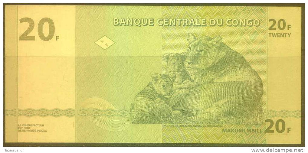 Congo Democratic Republic 20 Fr Note, P94, UNC - Non Classés