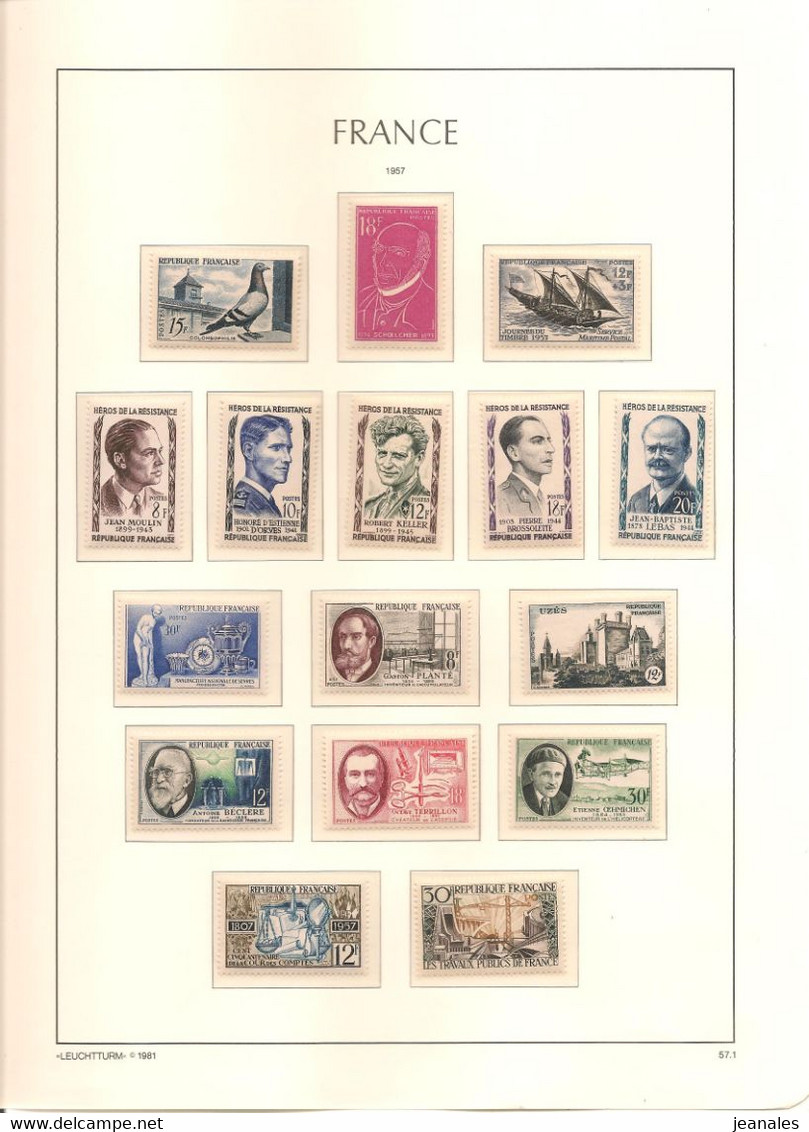 FRANCE COLLECTION COMPLÈTE  CLASSEUR LEUCHTTURM 1945/1959 N° Y/T : 670/1229** et P.A. N° Y/T: 16/37**  Côte : 2600,00 €