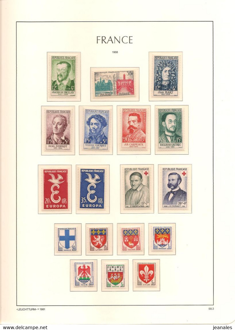 FRANCE COLLECTION COMPLÈTE  CLASSEUR LEUCHTTURM 1945/1959 N° Y/T : 670/1229** et P.A. N° Y/T: 16/37**  Côte : 2600,00 €