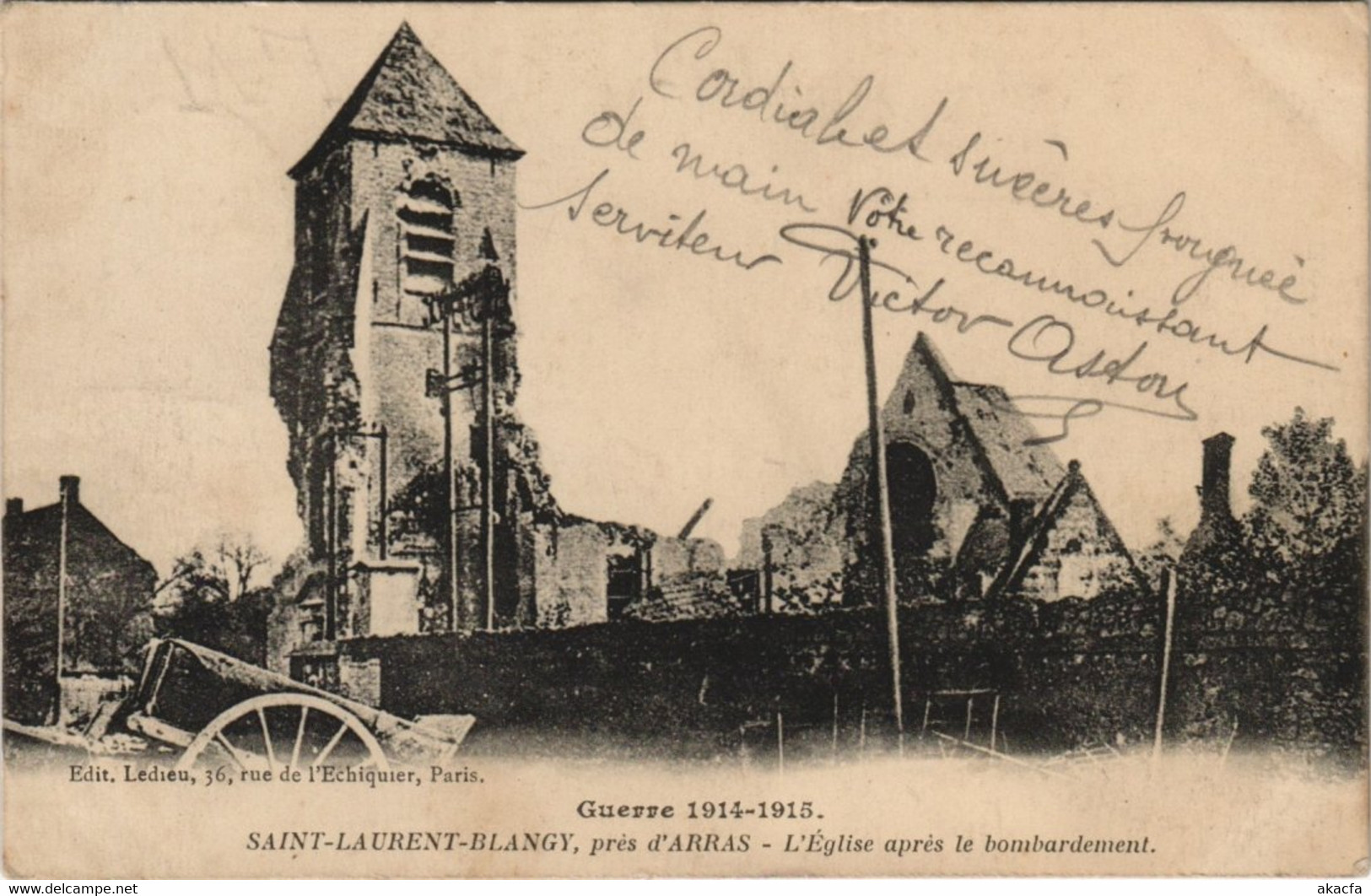 CPA St-LAURENT BLANGY - L'Église Apres Le Bombardement (138716) - Saint Laurent Blangy