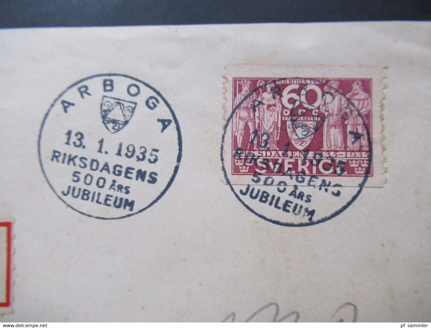 Schweden 1935 Riksdag / Schwedischer Reichstag Nr. 226 Sonderstempel Riksdagens Einschreiben Arboga Nach Riga - Cartas & Documentos