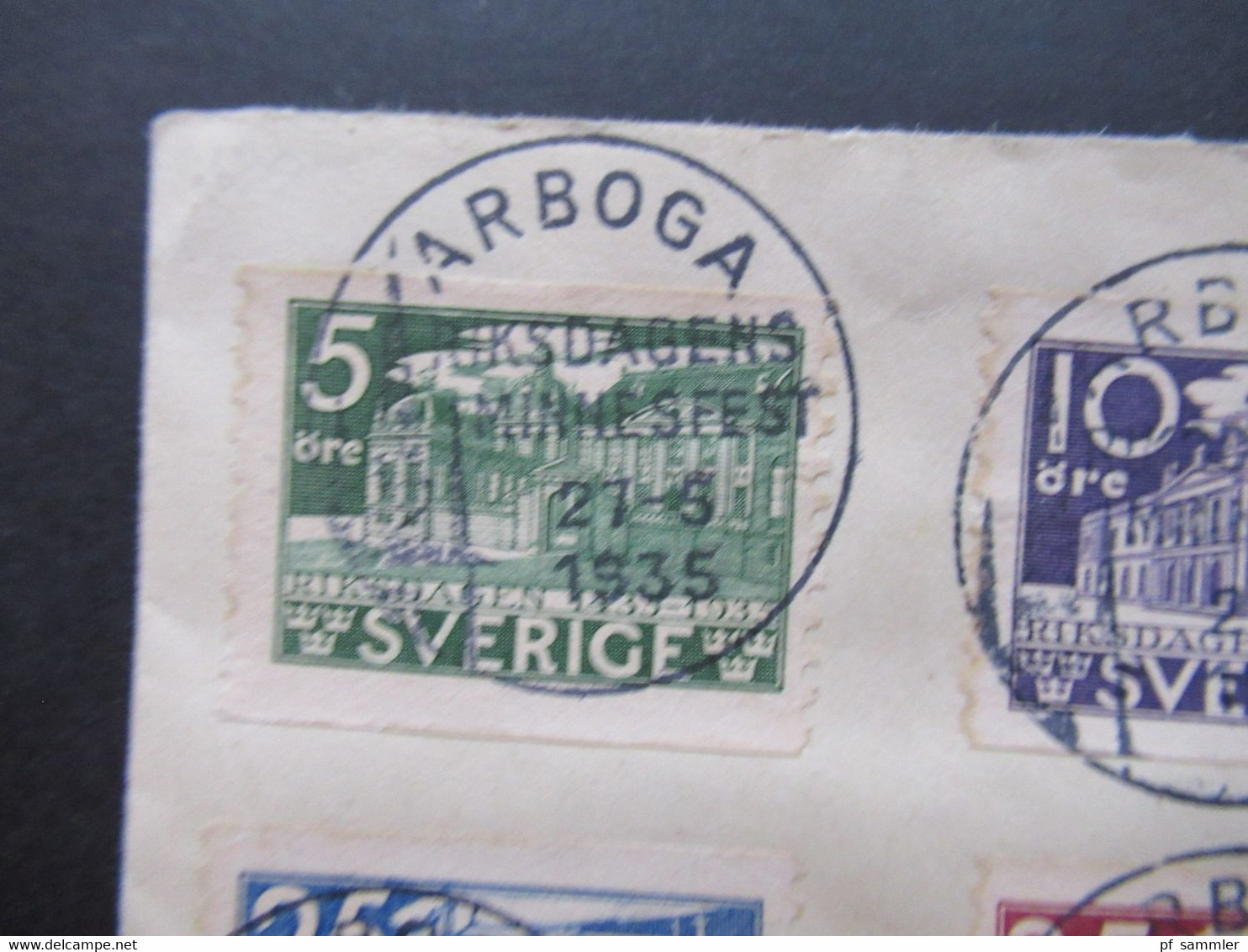 Schweden 1935 Riksdag / Schwedischer Reichstag Nr. 221 / 226 Satzbrief Einschreiben Arboga SST Riksdagens Minnesfest - Covers & Documents