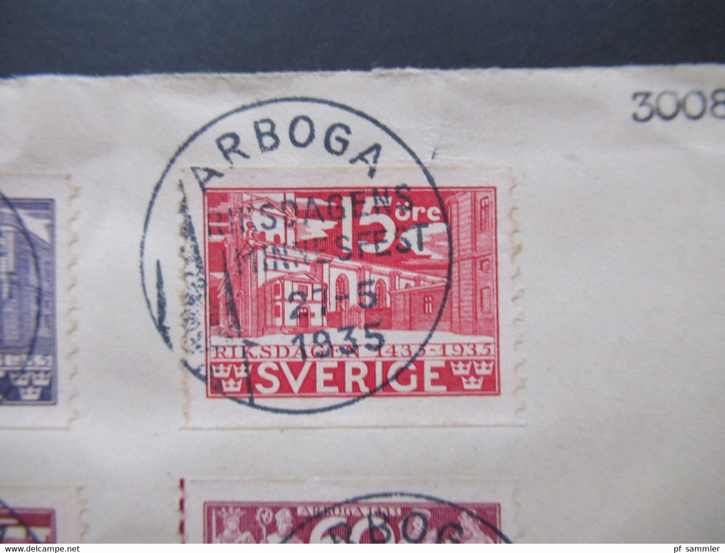 Schweden 1935 Riksdag / Schwedischer Reichstag Nr. 221 / 226 Satzbrief Einschreiben Arboga SST Riksdagens Minnesfest - Storia Postale