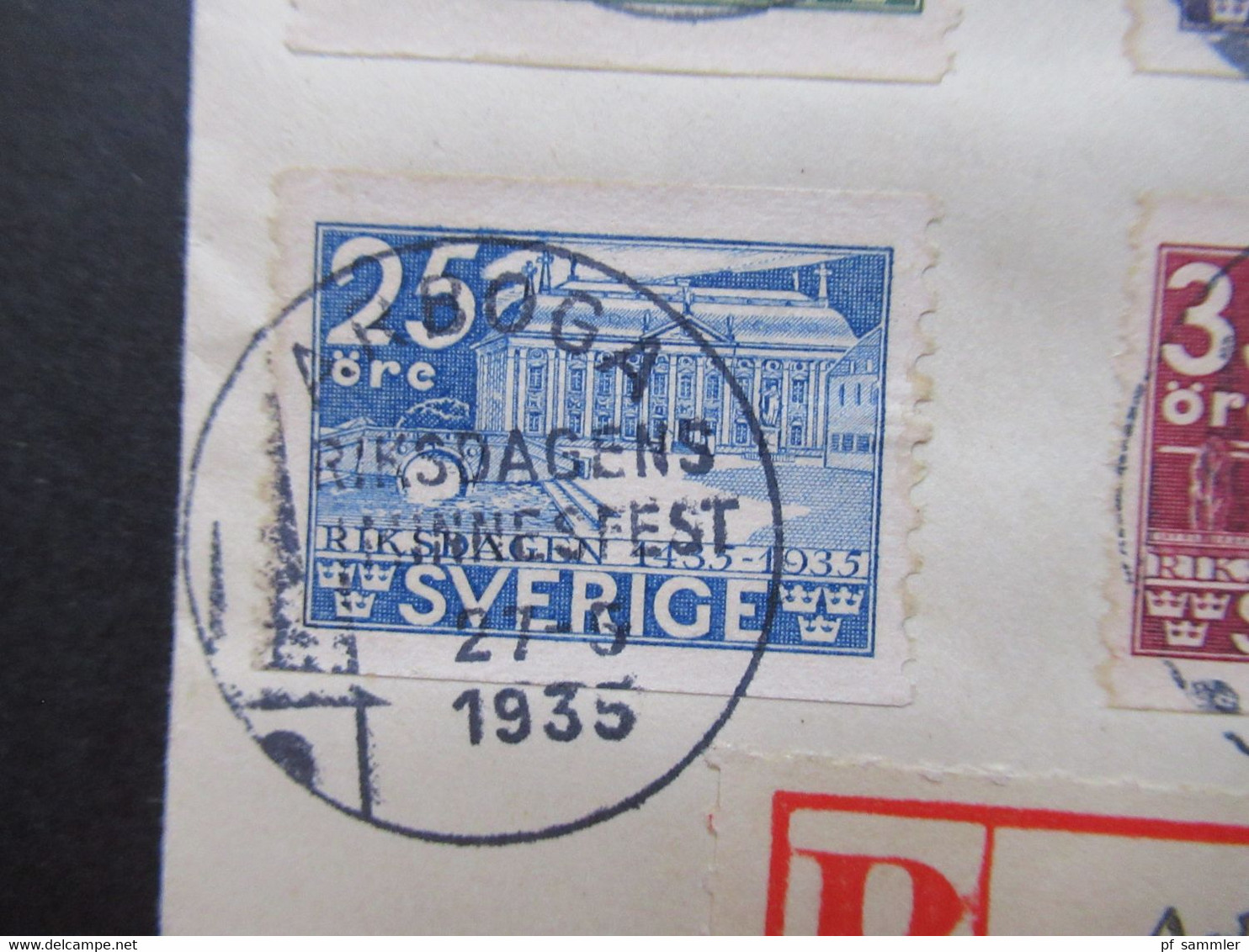 Schweden 1935 Riksdag / Schwedischer Reichstag Nr. 221 / 226 Satzbrief Einschreiben Arboga SST Riksdagens Minnesfest - Storia Postale