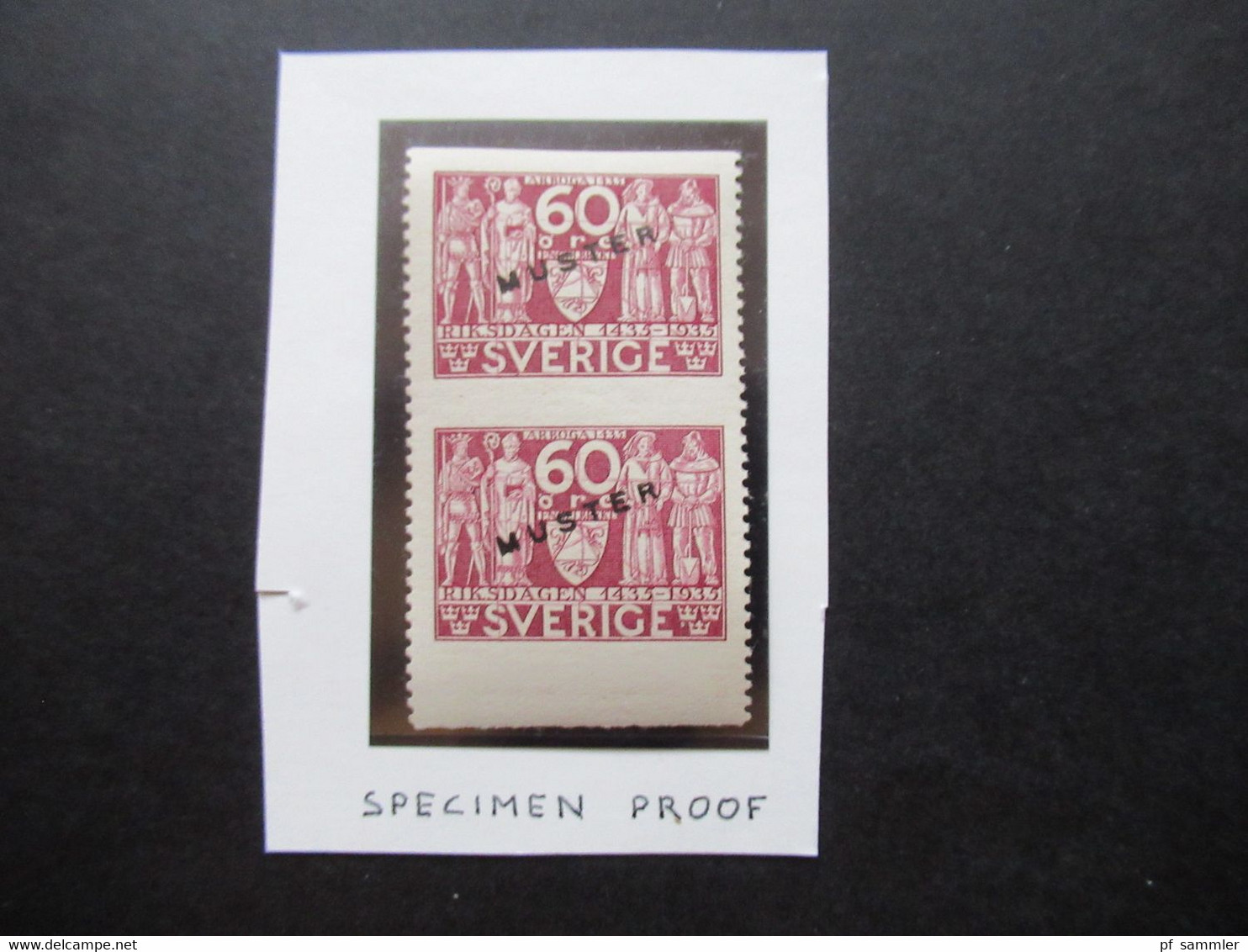 Schweden 1935 Riksdag / Schwedischer Reichstag Nr. 226 ** / Postfrisch Senkr. Paar Aufdruck Muster. Specimen Proof - Ongebruikt