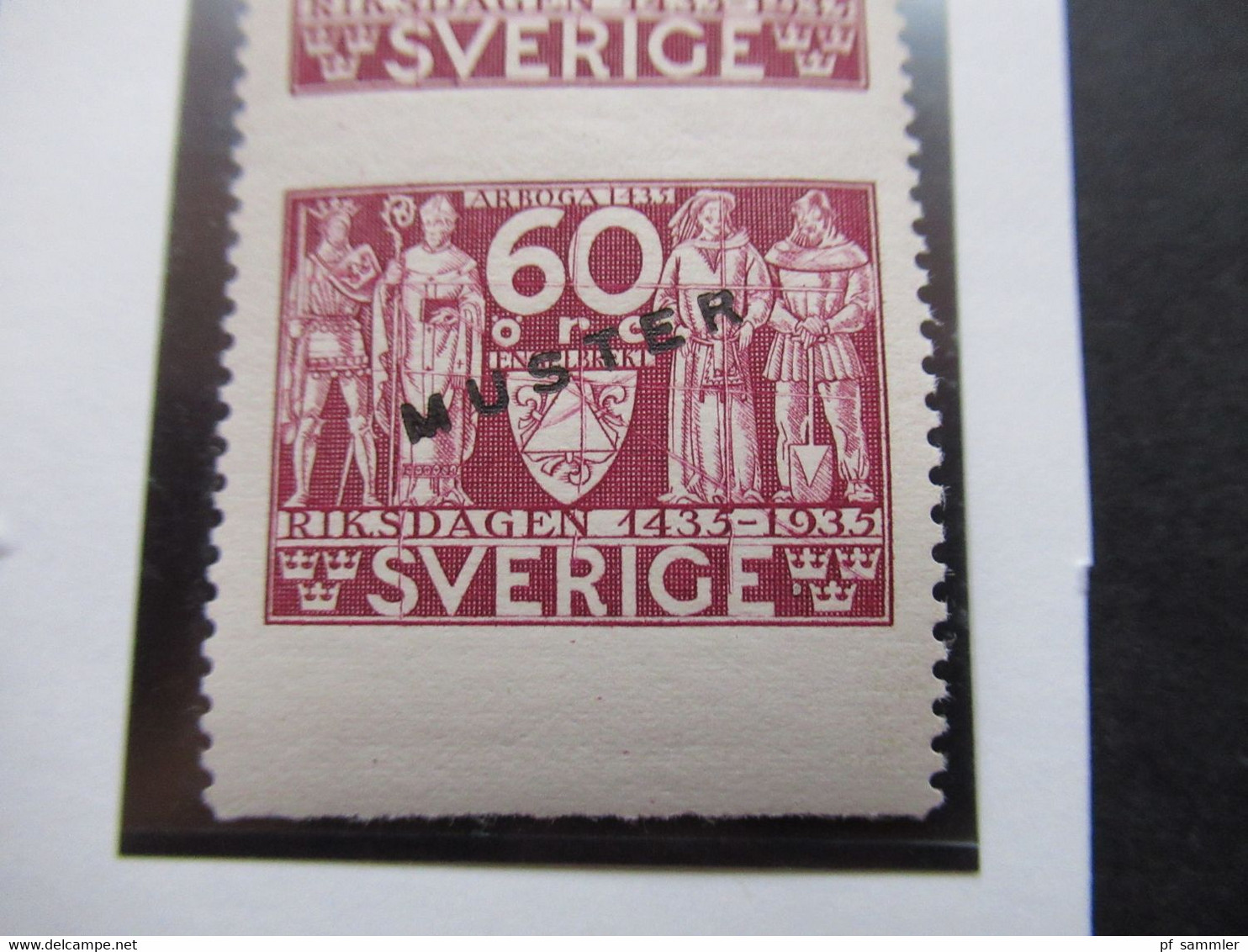 Schweden 1935 Riksdag / Schwedischer Reichstag Nr. 226 ** / Postfrisch Senkr. Paar Aufdruck Muster. Specimen Proof - Unused Stamps