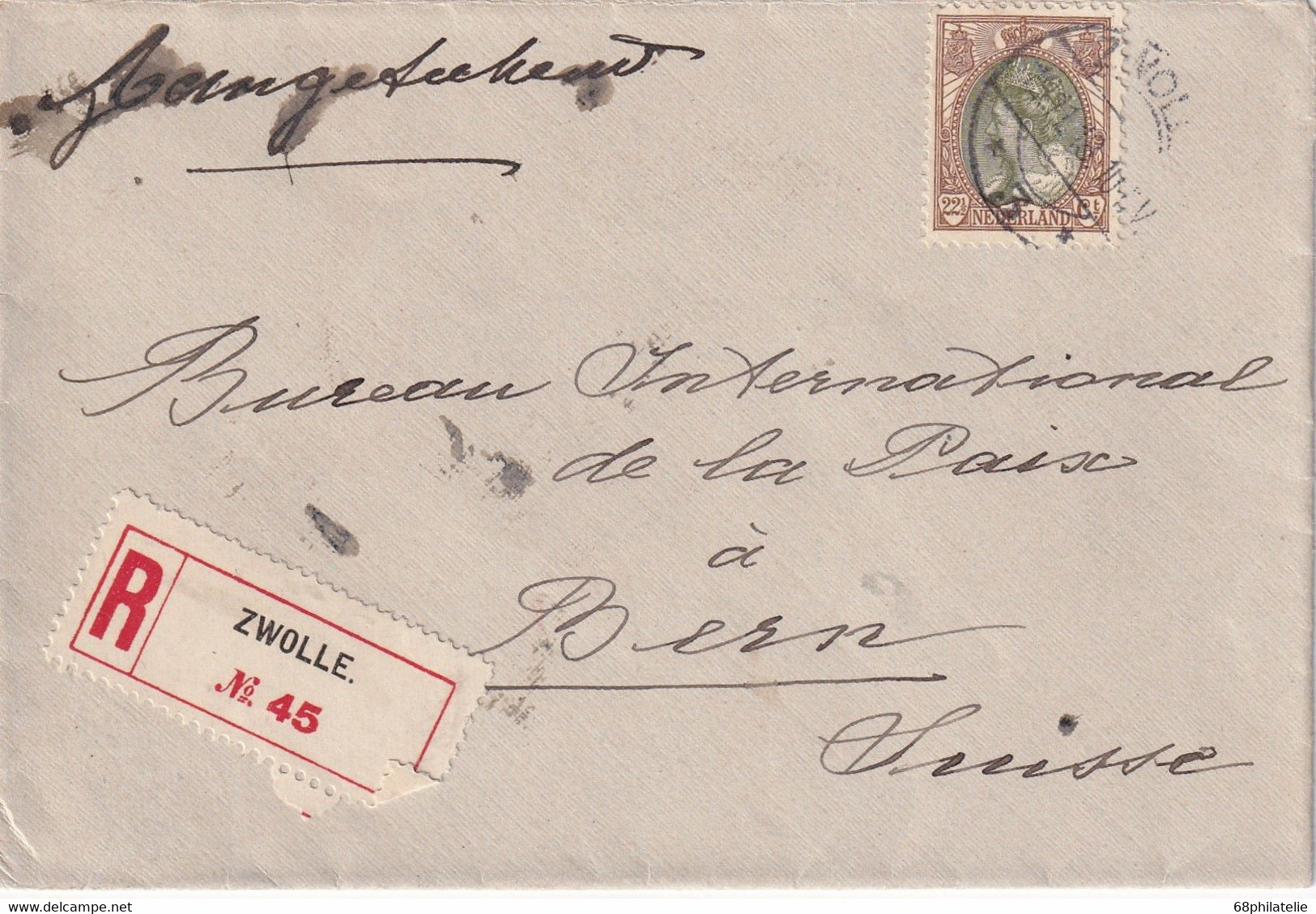 PAYS-BAS 1918 LETTRE RECOMMANDEE DE ZWOLLE - Covers & Documents