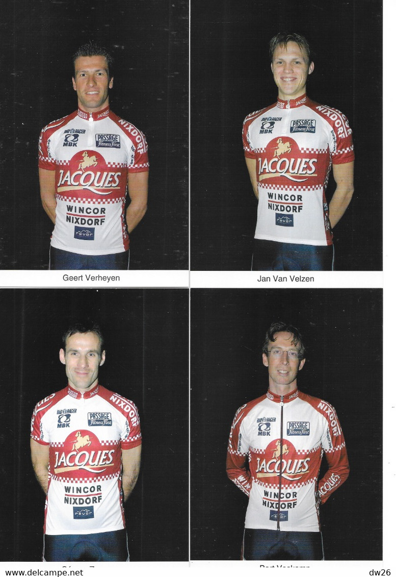 Fiche Sports: Cyclisme, Equipe Professionnelle Chocolade Jacques-Wincor (Belgique) Année 2002 - 24 Fiches Avec Publicité - Sports
