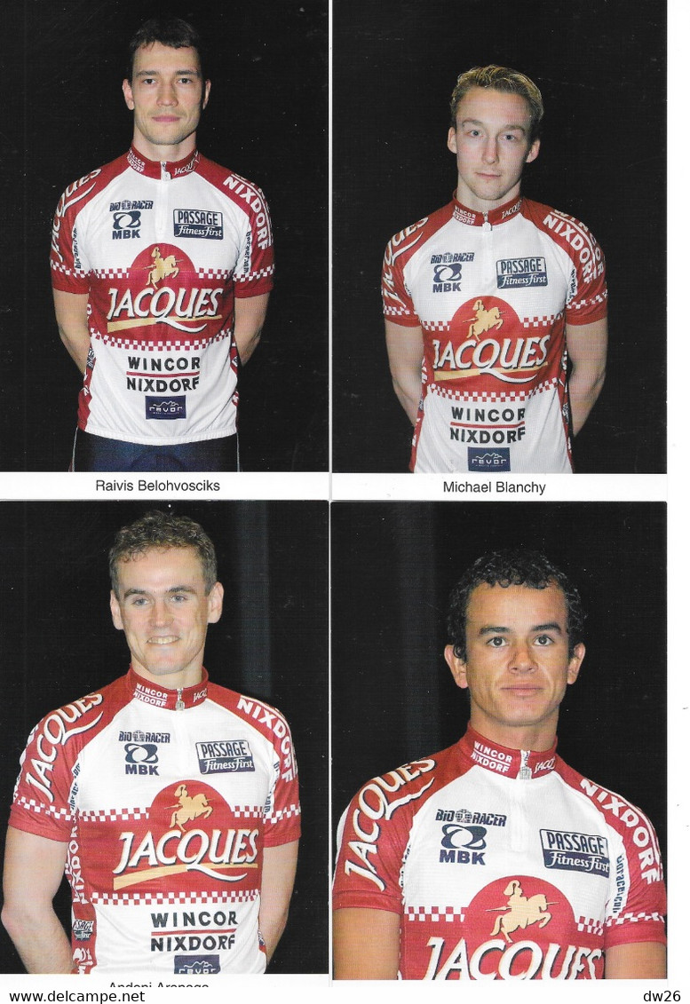 Fiche Sports: Cyclisme, Equipe Professionnelle Chocolade Jacques-Wincor (Belgique) Année 2002 - 24 Fiches Avec Publicité - Deportes