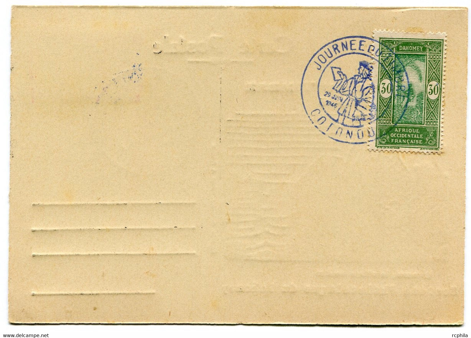 RC 19539 DAHOMEY 1946 JOURNÉE DU TIMBRE COTONOU CARTE MAXIMUM - Briefe U. Dokumente