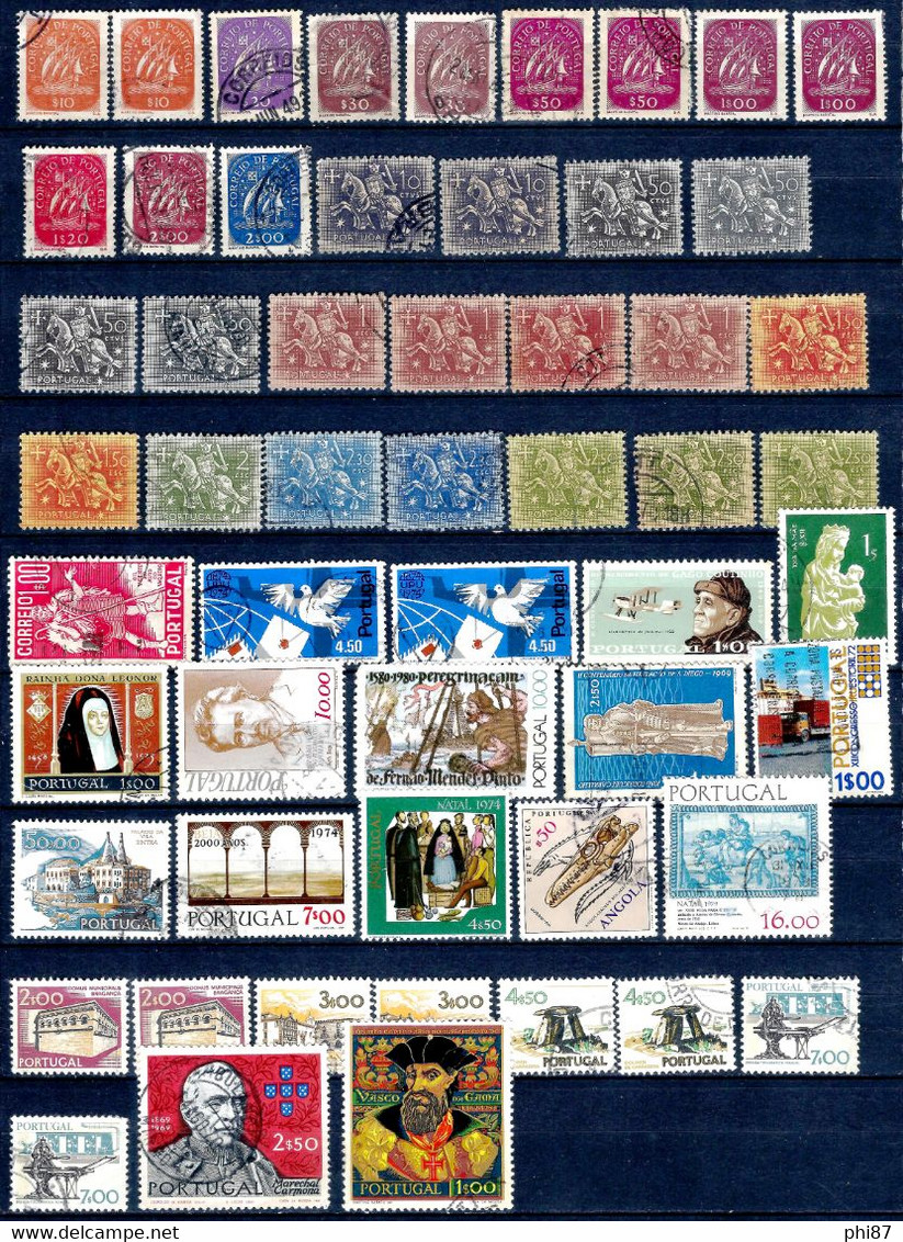 PORTUGAL - 125 TIMBRES OBLITERES - BELLES OBLITÉRATIONS - ANNÉES ENTRE 1870 Et 1970 - Lotes & Colecciones