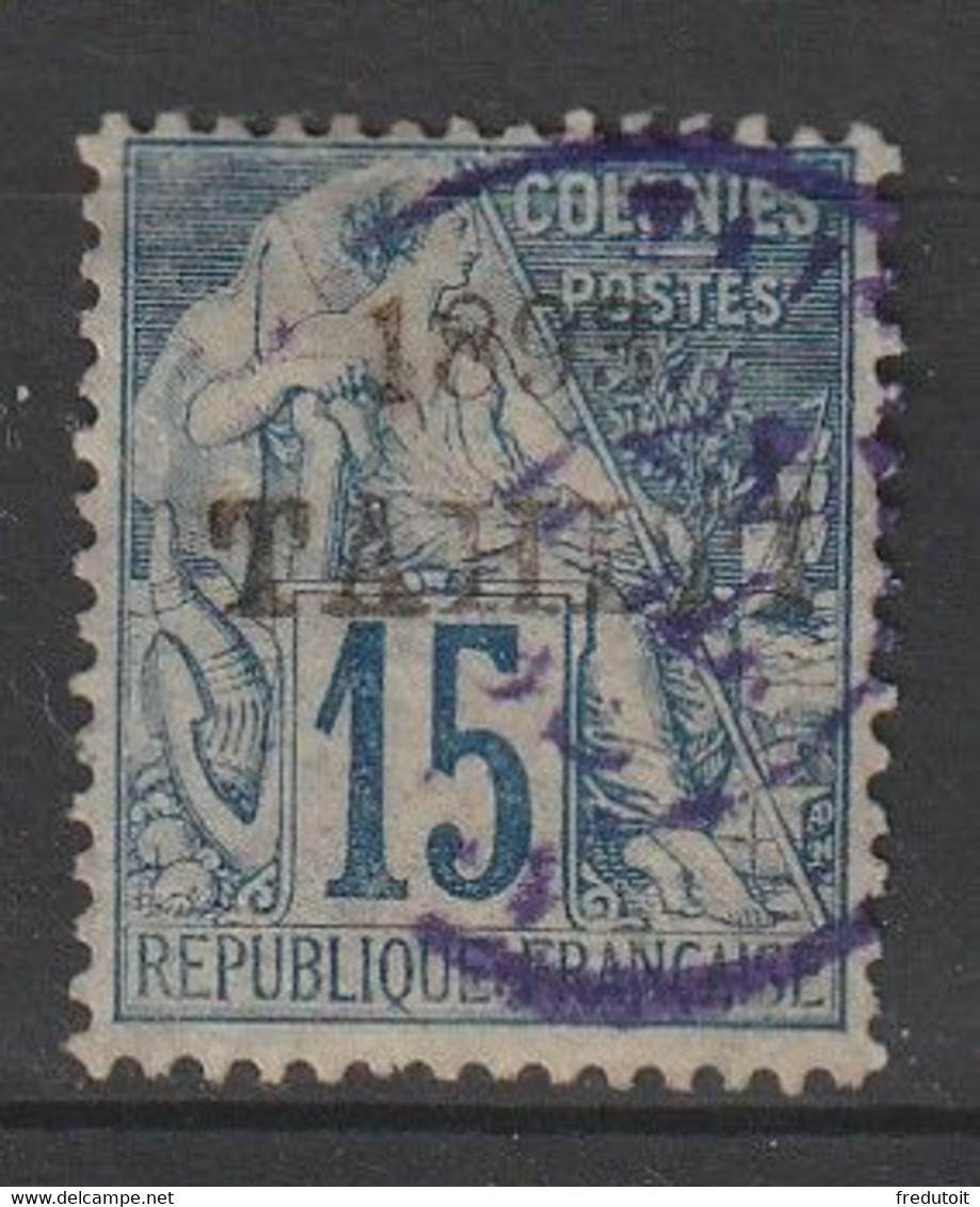 TAHITI - N°24 Obl (1893) 15c Bleu (signé Brun) - Oblitérés