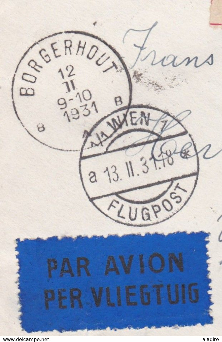 1931 - Enveloppe Recommandée PAR AVION De Borgerhout, Belgique Vers Vienne Wien VIA STRASBOURG, France - Covers & Documents