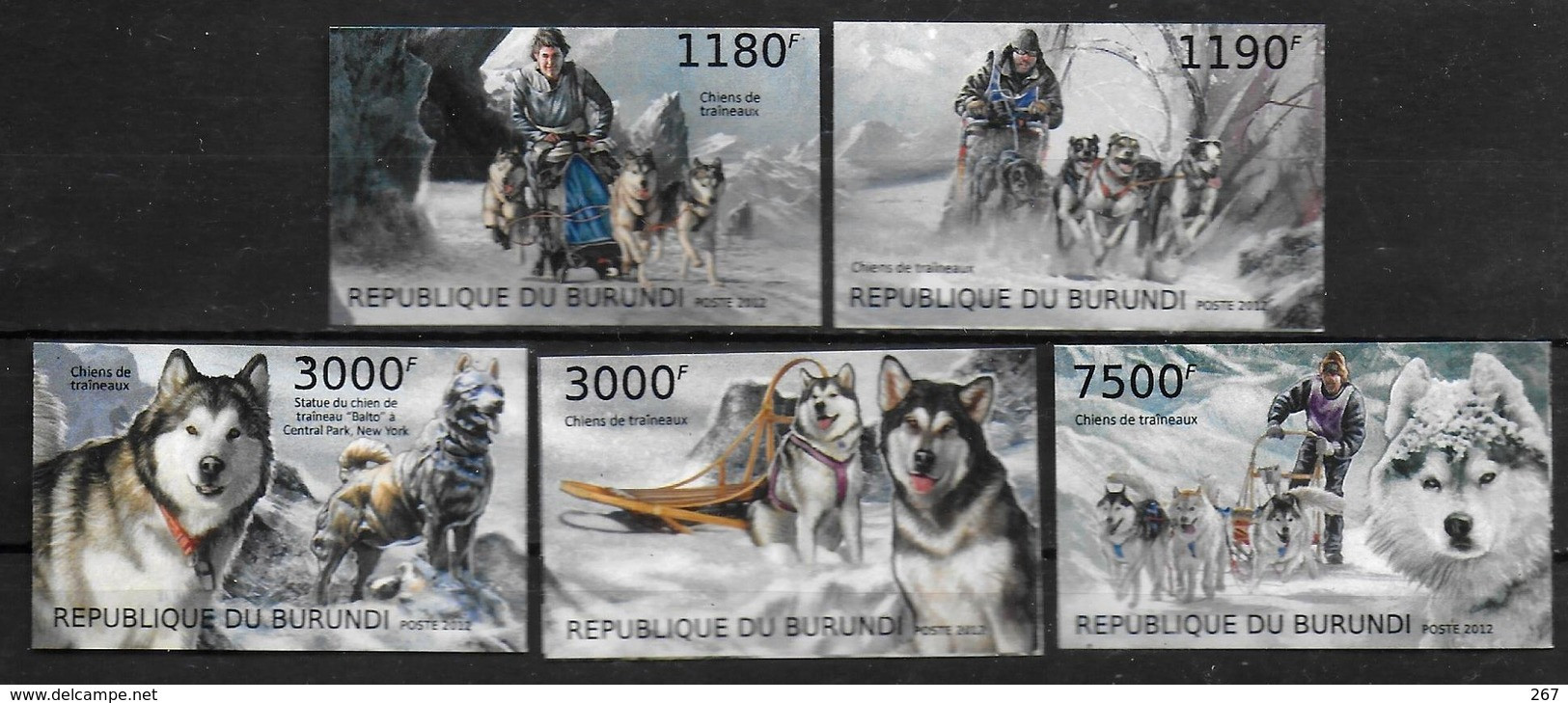 BURUNDI   N° 1862/65  BF 305 * * NON DENTELE  Chiens De Traineaux Polaires - Altri Modi Di Trasporto