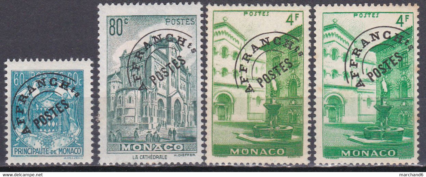 Monaco Timbres Poste Suchargés 1943-51 Préoblitérés N°1-2-3-3a Neuf*charnière - Preobliterati