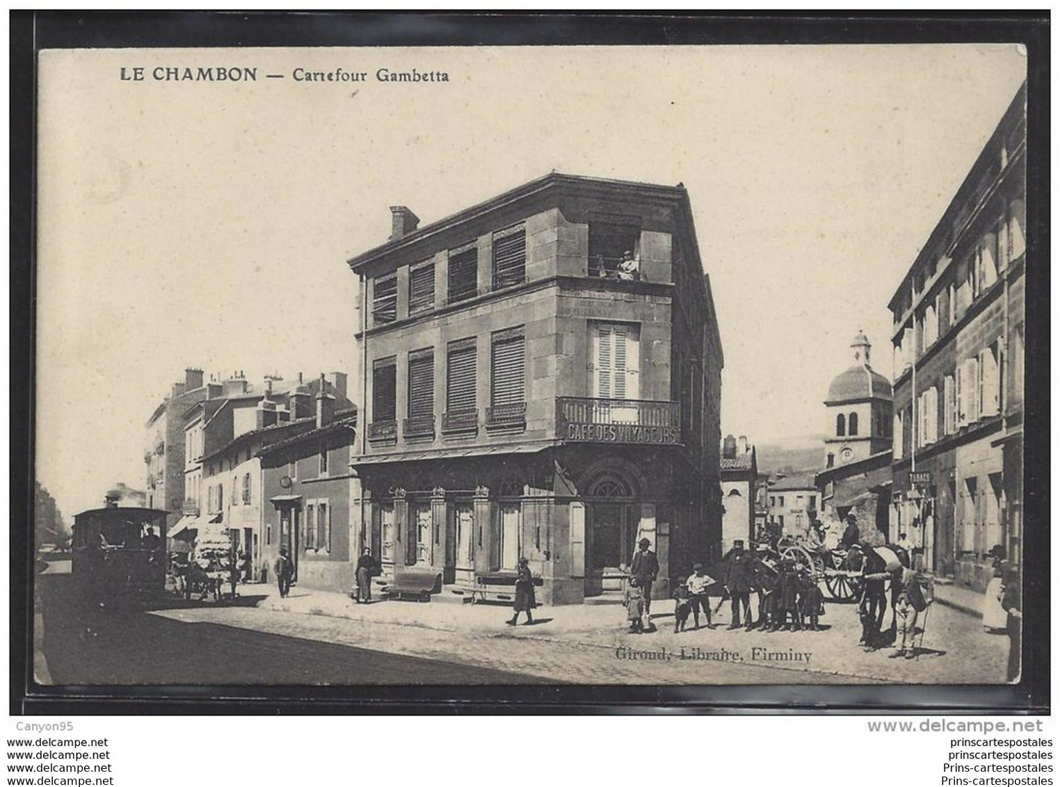 CPA 42 Le Chambon Carrefour Gambetta Et Le Train Tramway Ligne De La Fouillouse à Saint Etienne - Le Chambon Feugerolles