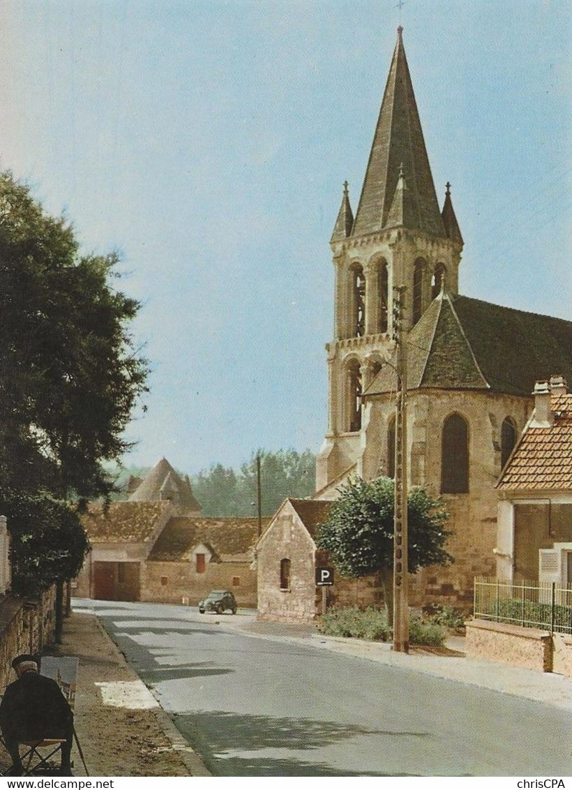 NESLES LA VALLEE  -  L'église - Peintre Et Deux Chevaux.... - Nesles-la-Vallée