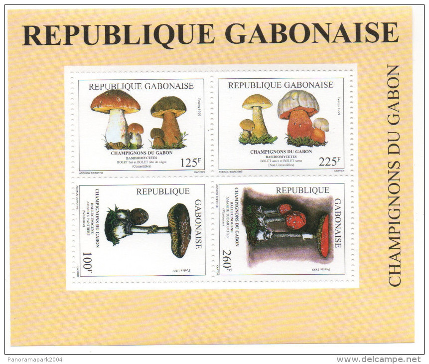 Gabon Gabun 1999 Bl. 102 Bloc Block Sheetlet Champignons Mushrooms Pilze Rare Scarce Flore Flora MNH** - Pilze