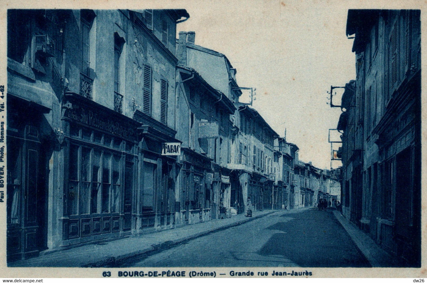 Bourg De Péage (Drôme) Grande Rue Jean-Jaurès, Commerces - Photo Cyan Paul Boyer, Carte N° 63 - Bourg-de-Péage