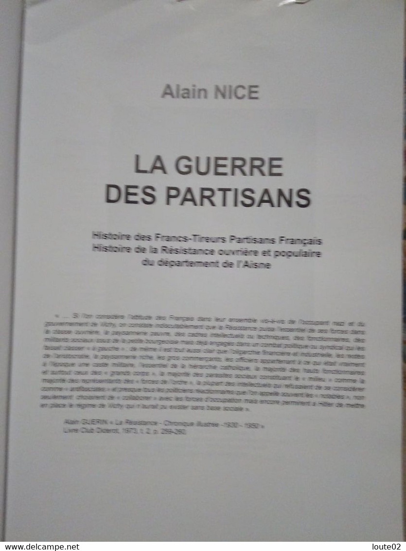 HISTOIRE DE LA RESISTANCE DANS L AISNE CHAUNY TERGNIER BEAUTOR HIRSON MENEVRET BUSIGNYSOISSONS ECT...