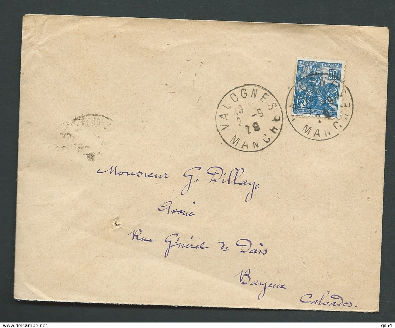 LSC Affra. Par Yvert N° 257 (1 ) Obli. Cad Valognes ( Manche ) 2/09/1929 -aoa19803 - Storia Postale