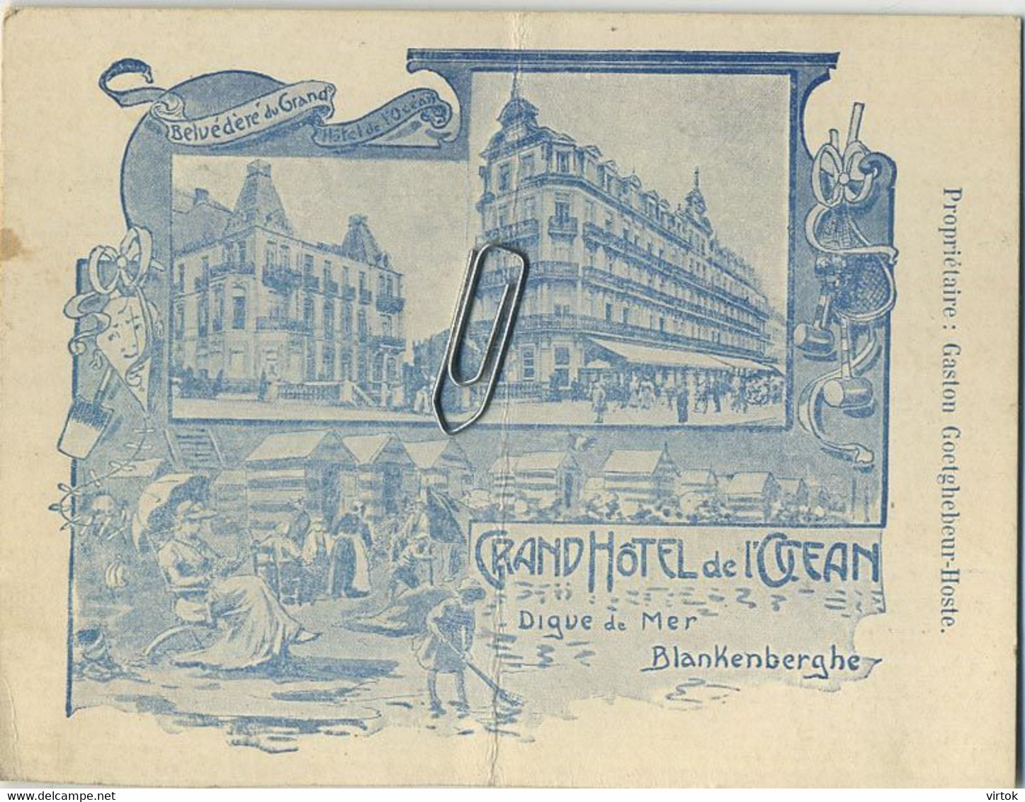 Blankenberge :  Grand Hotel De L'ocean :  Menu 1910  ( See Scan For Detail ) 13 X 10 Cm - Menus