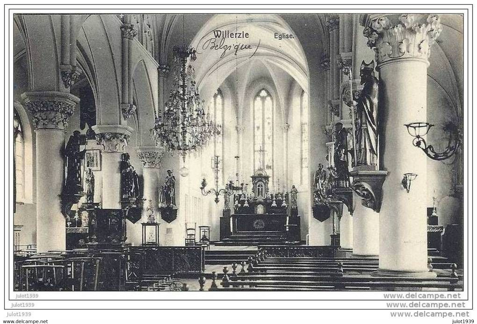 WILLERZIE ..-- Intérieur De L ' Eglise . 1913 Vers TROYES ( Mme COGNEE ) . Voir Verso . - Gedinne