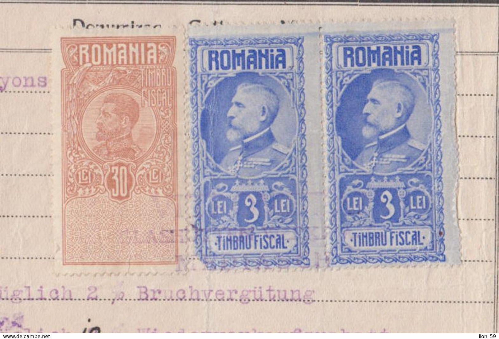 257780 /  Romania 1927 - 30+3+3 Lei Revenue Fiscaux Bulgaria 20 Leva , Vitrometan Fabrica De Sticlarie - Mediaș Mediasch - Andere & Zonder Classificatie