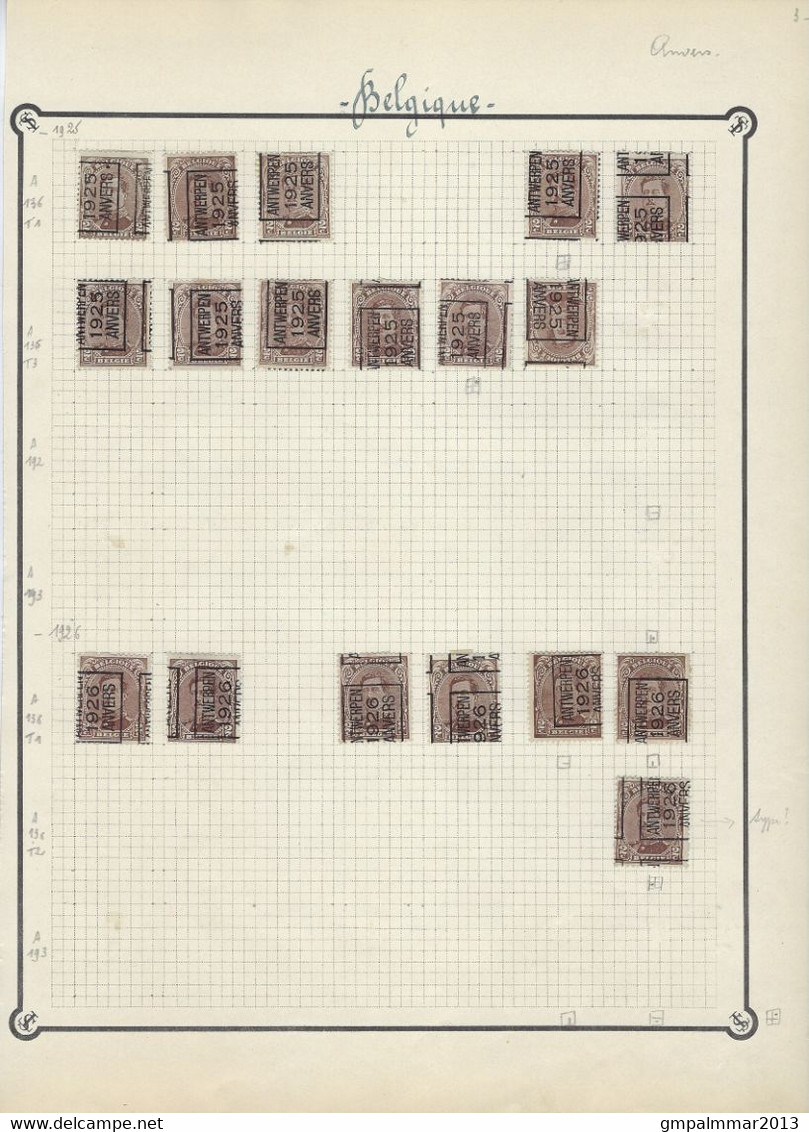 Lot TYPO Voorafgestempeld ANVERS Met RIJKSWAPEN , ALBERT I  , HOUYOUX En PELLENS ; Staat Zie 10 Scans ! LOT 287 - Andere & Zonder Classificatie