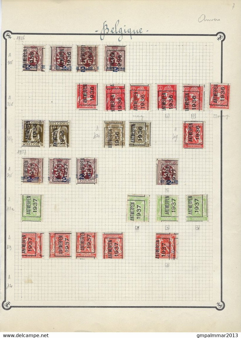 Lot TYPO voorafgestempeld ANVERS met RIJKSWAPEN , ALBERT I  , HOUYOUX en PELLENS ; staat zie 10 scans ! LOT 287