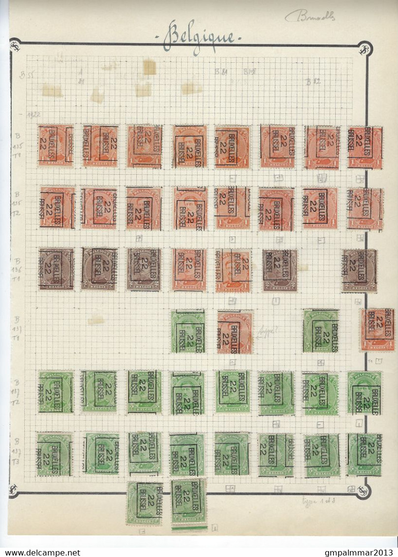 Lot TYPO voorafgestempeld BRUXELLES met RIJKSWAPEN , ALBERT I  , HOUYOUX en PELLENS ; staat zie 8 scans ! LOT 313