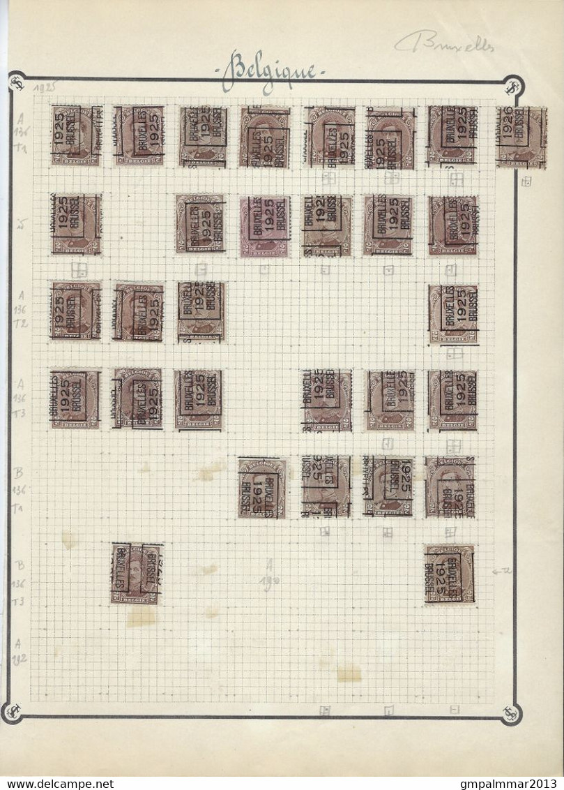 Lot TYPO voorafgestempeld BRUXELLES met RIJKSWAPEN , ALBERT I  , HOUYOUX en PELLENS ; staat zie 8 scans ! LOT 313