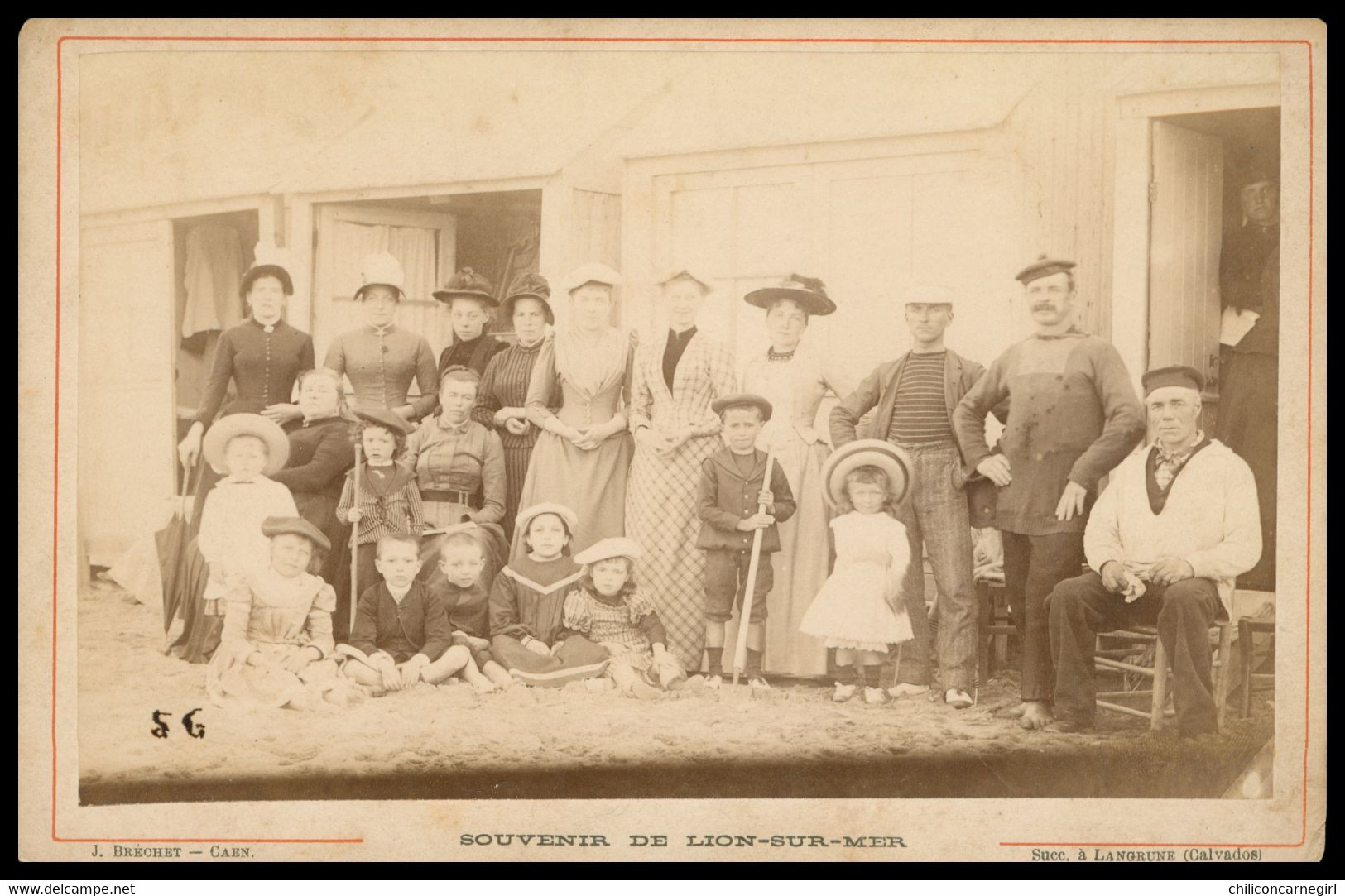 PHOTO CDV Albuminée Sur Carton - Avant 1900 - Souvenir LION SUR MER - Marins - Pêcheurs - CALVADOS - J. BRECHET LANGRUNE - Antiche (ante 1900)