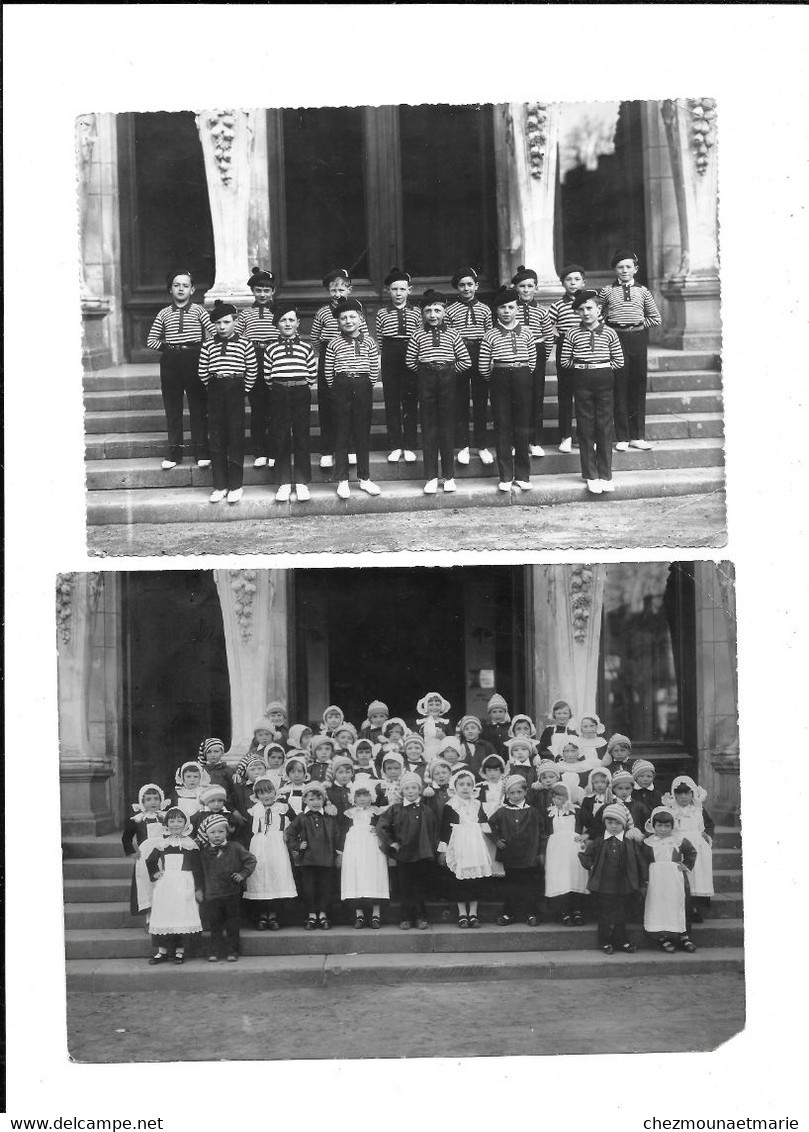 LA BOURBOULE DEVANT L HOTEL DE VILLE - ENFANTS COSTUMES - LOT DE 2 PHOTOS - Anonyme Personen