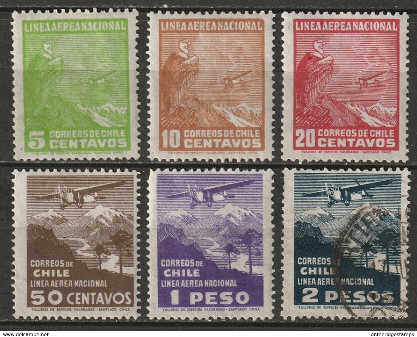 Chile 1934 Sc C22-4,C26-8  Air Post Partial Set MLH*/used - Chile