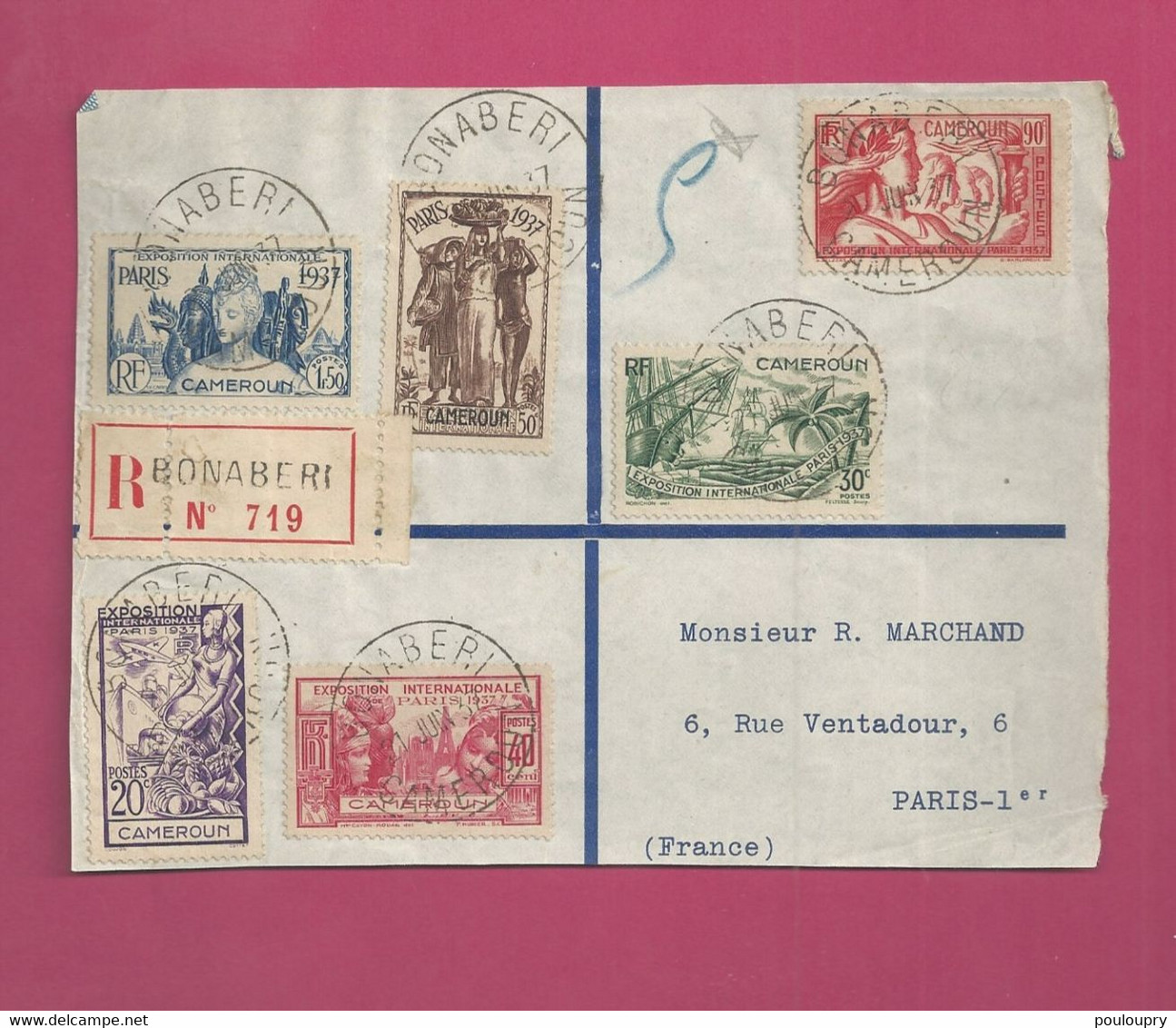 Devant De Lettre Recommandée De 1937 Pour La France. YT N° 153 à 158 - Exposition Internationale De Paris - Covers & Documents