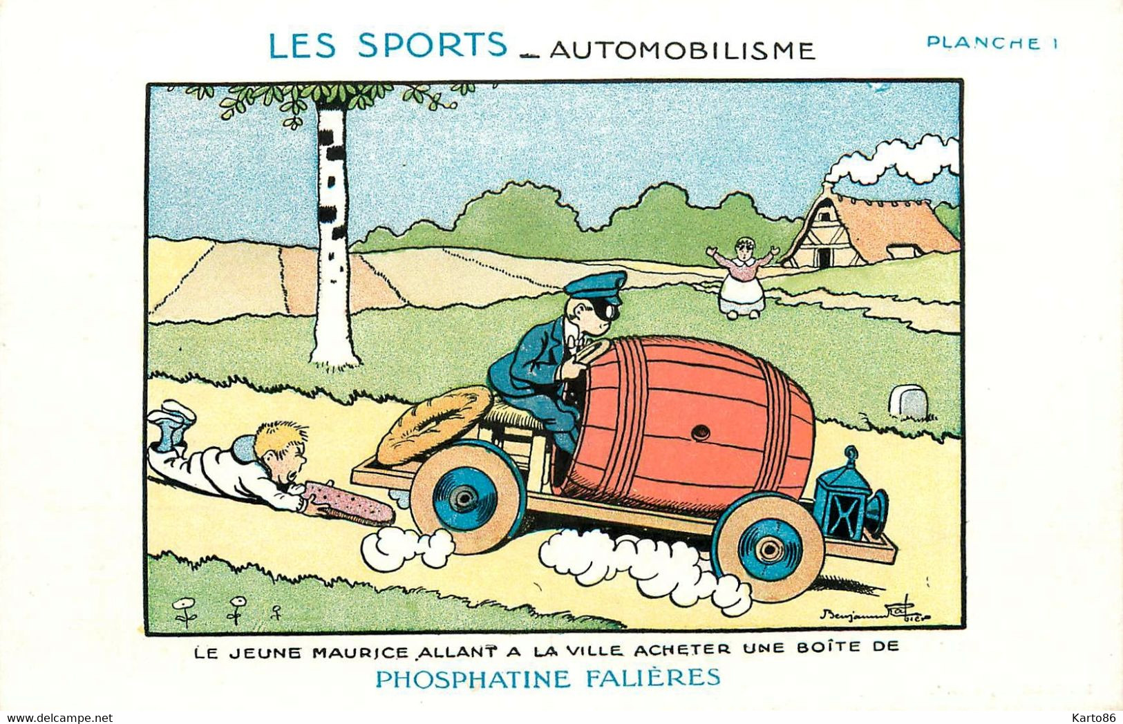 Benjamin RABIER * CPA Illustrateur * Les Sports : AUTOMOBILISME * Automobile * Pub Phosphatine Falières - Rabier, B.