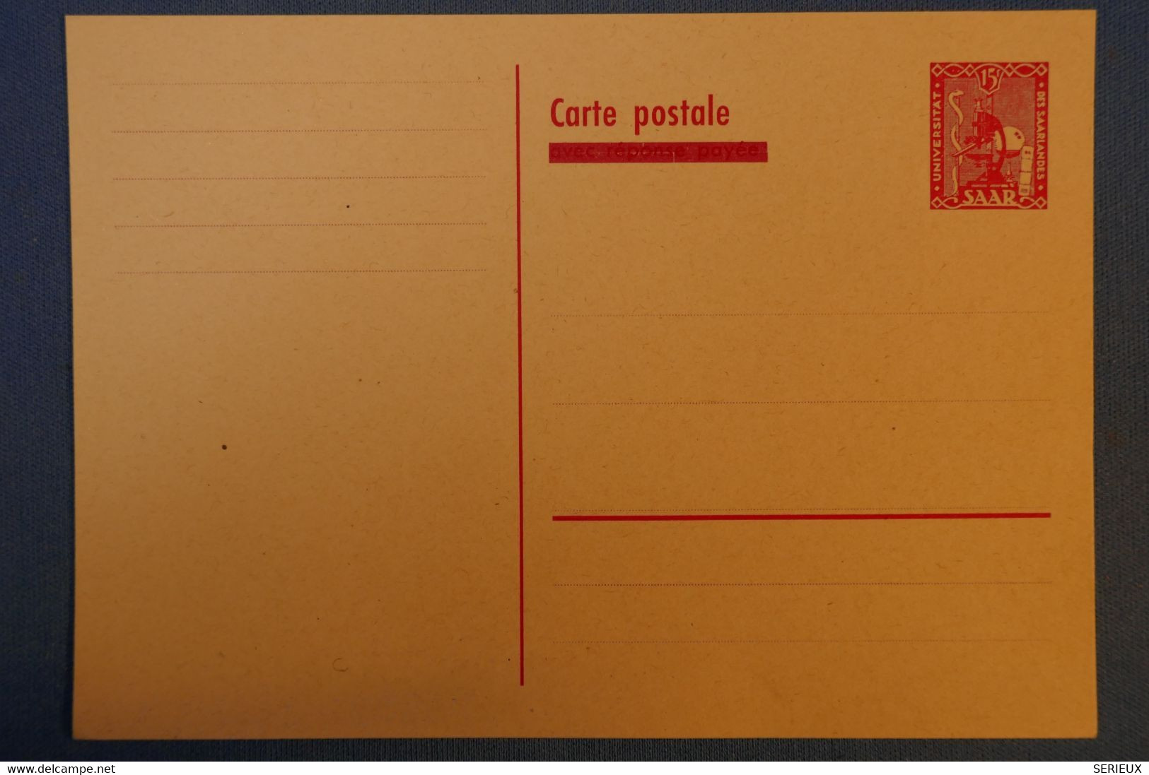 F'4 SAAR RARE BELLE CARTE NON VOYAGEE - Postal Stationery