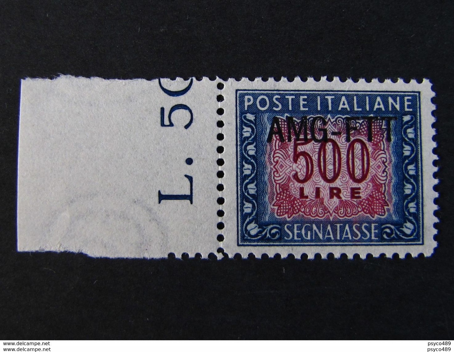 ITALIA Trieste Segnatasse AMG-FTT -1949-54- "Cifra" £. 500 Ottimamente Centrato MNH** (descrizione) - Postage Due