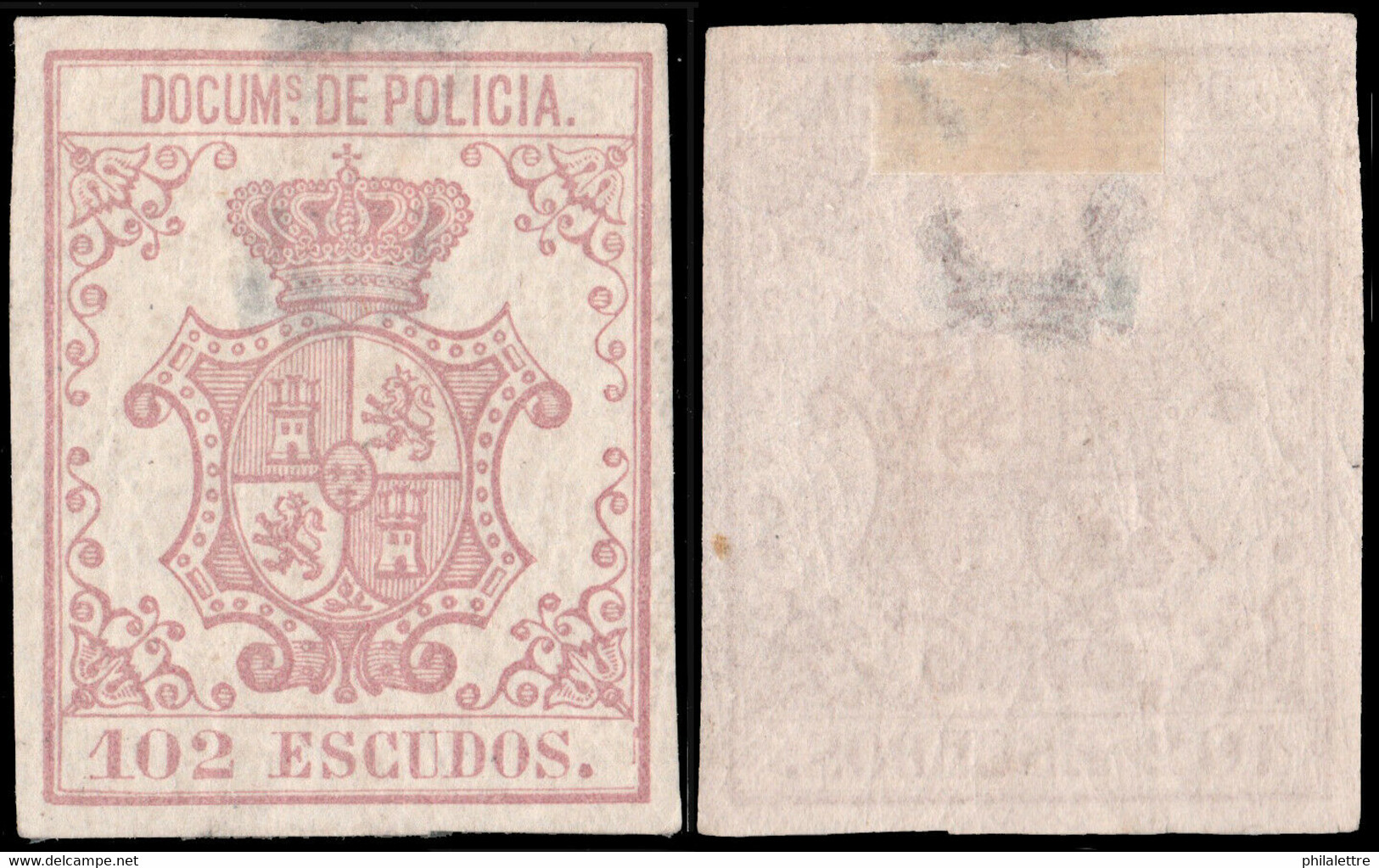 DEPENDENCIAS ESPAÑOLAS 1867 S. Fiscal (DOCUMs DE POLICIA) 102 Esc Carm√≠n S.Lila - Cuba (1874-1898)