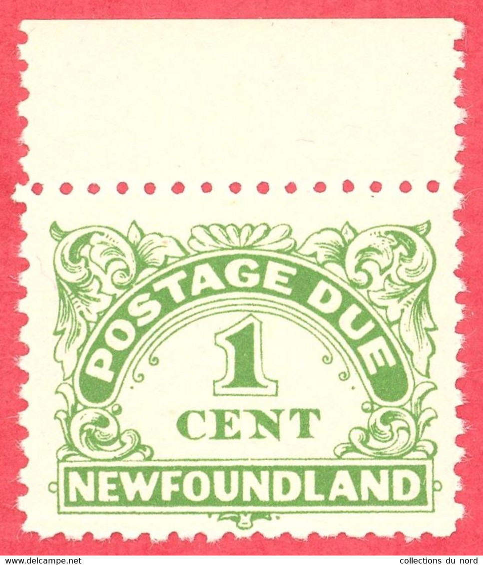 Canada  Newfoundland # J1 A Scott /Unisafe - Mint NH F - 1 Cent - Postage Due - Dated 1839 - Fin De Catalogue (Back Of Book)